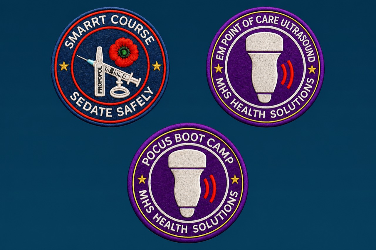 MHS Health Solutions PoCUS and procedural sedation course badges